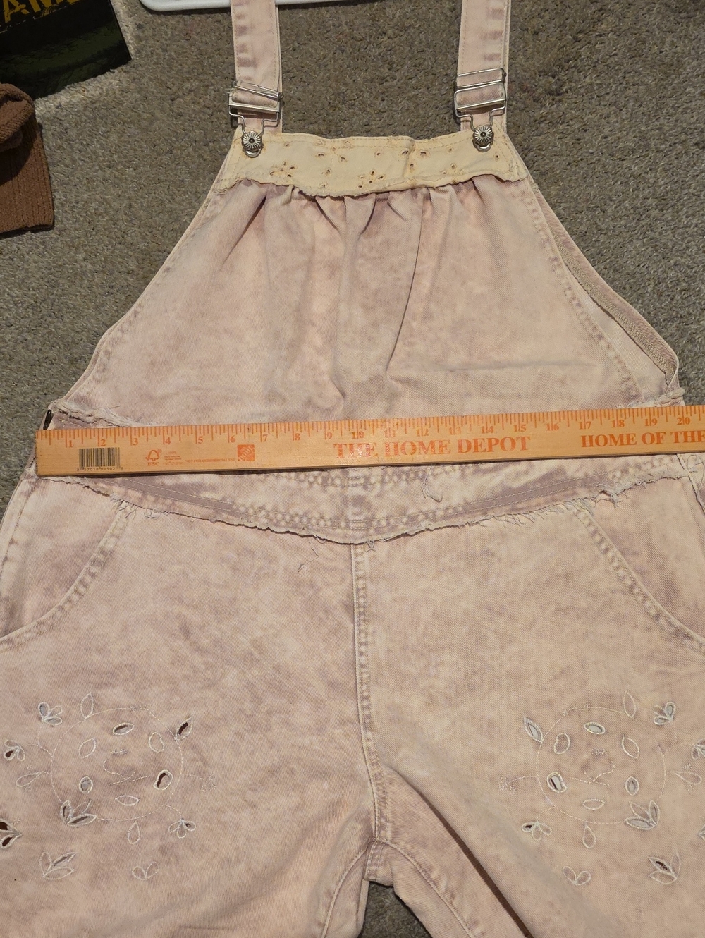 POL Pink Washed Denim Eyelet Wide-Leg Jumpsuit - Picture 15 of 16